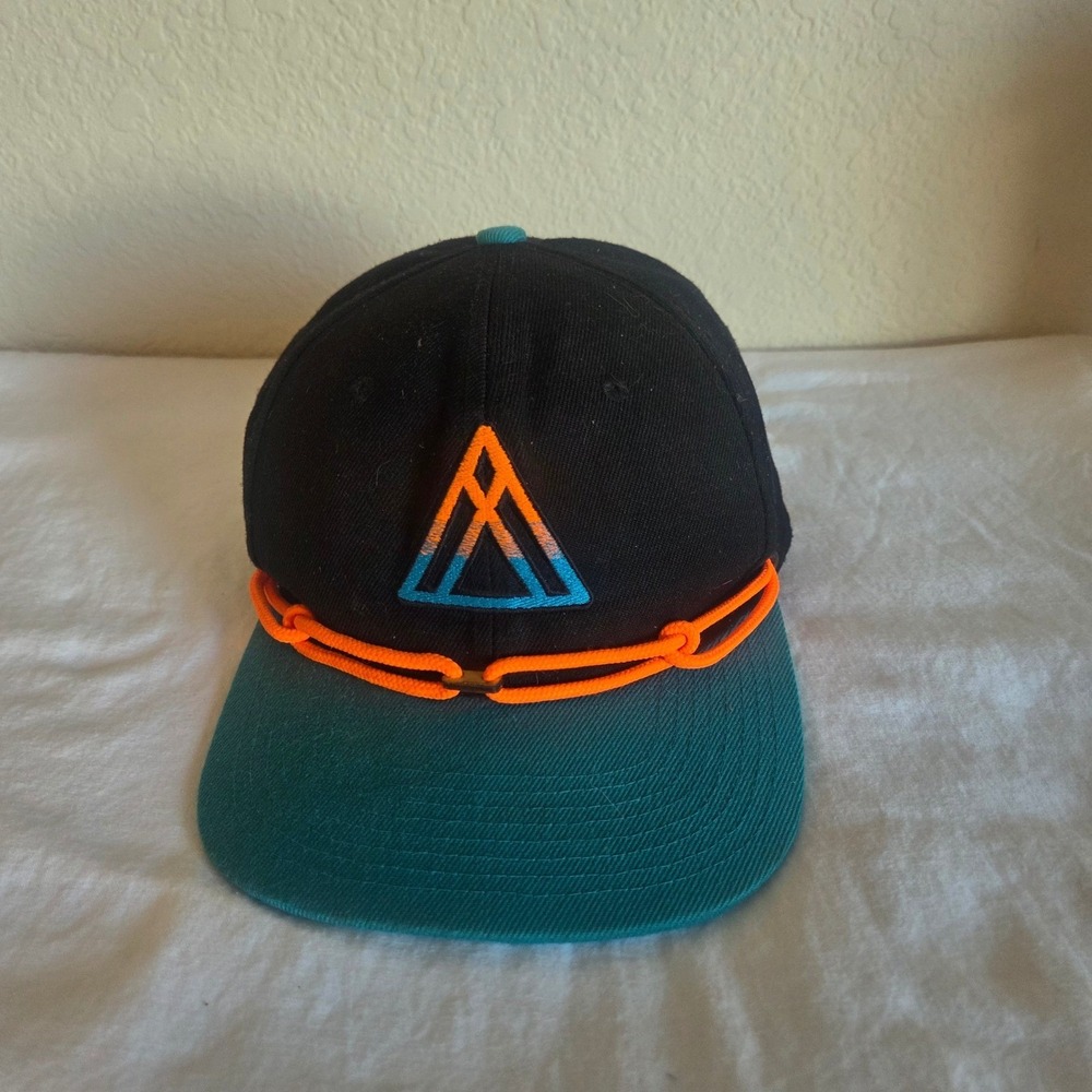 Findlay Hats Snapback Black Teal Orange Utility Lace Triangle Logo Stash Pocket